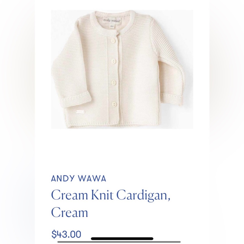 Andy Wawa Cream Knit Cardigan for Newborn